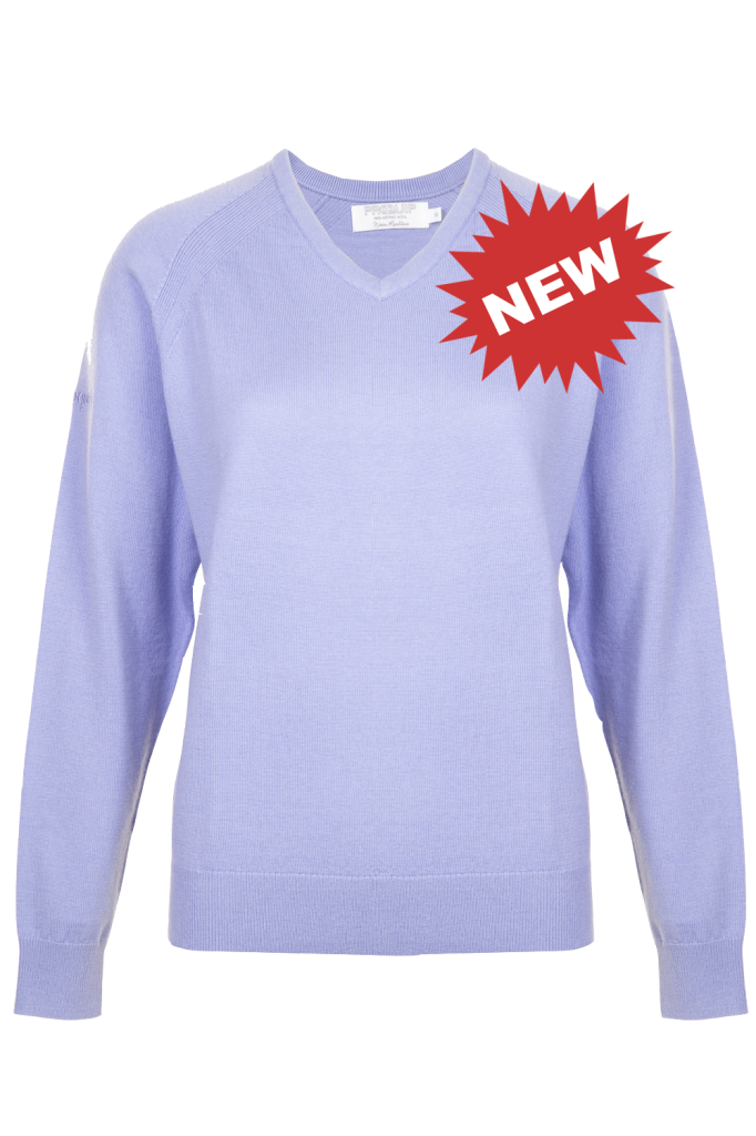 Amy Merino Lilac Vee Neck Sweater new